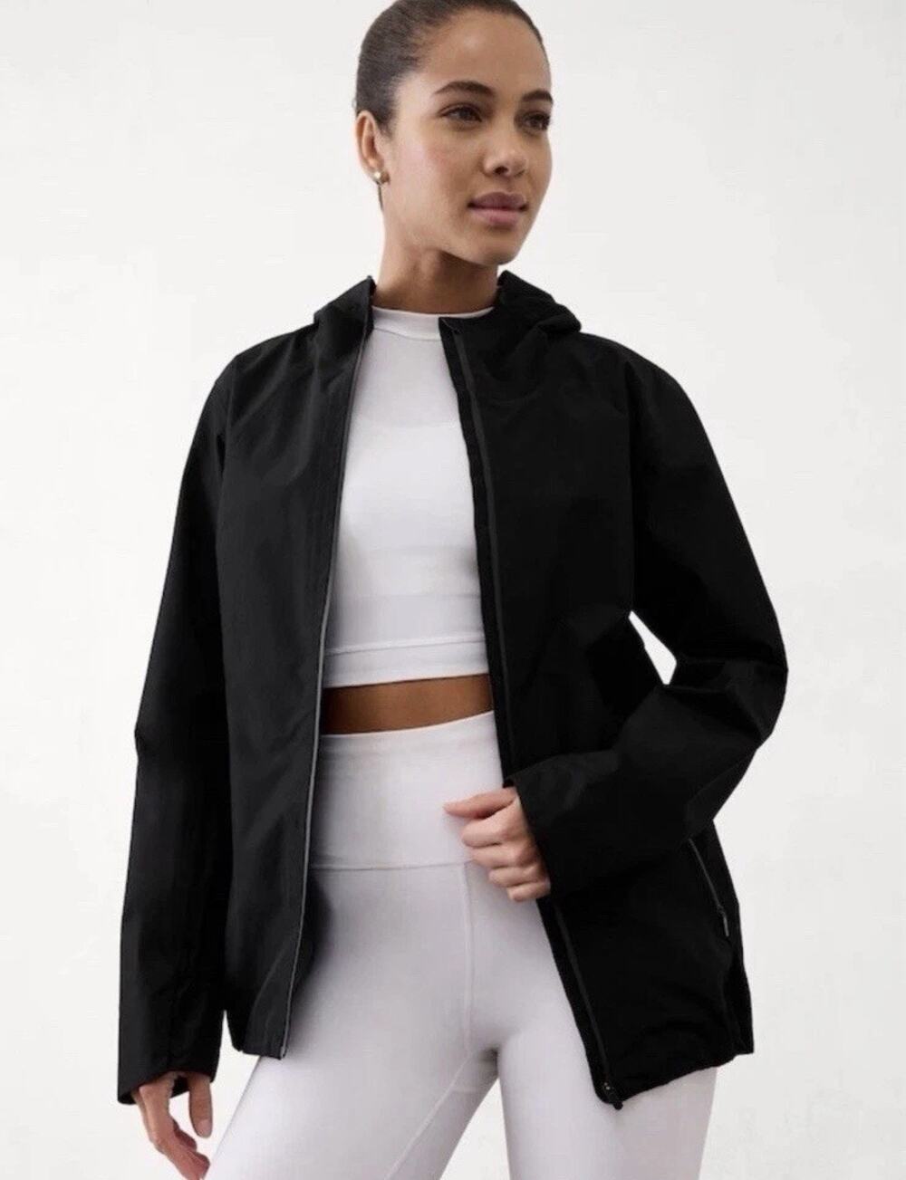 NWT Athleta Rainout Traverse Jacket Black XL Run Sport Hike Rain Travel